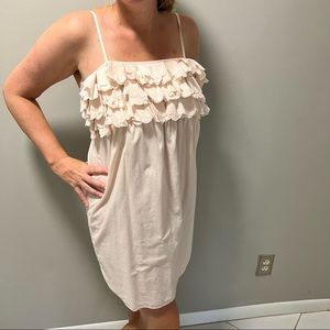 J. Crew Cream Ruffle Midi Dress